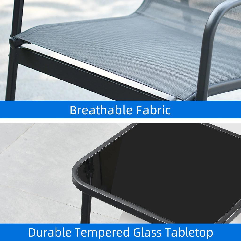 3 Pieces Outdoor Bistro Set with Glass Coffee Table B74957