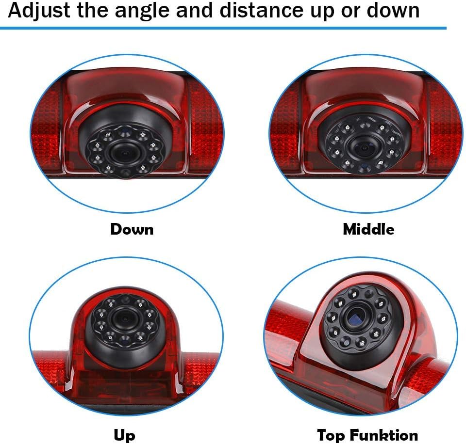 Rear View Backup Camera with Third Brake Light Waterproof Night Vision Reverse Camera Built-in Microphone Pack of 2 A3797