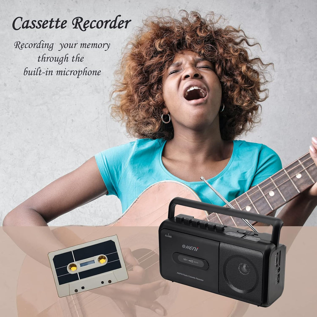 Portable Cassette Player Boombox AM/FM Radio Stereo Tape Recorder T4868