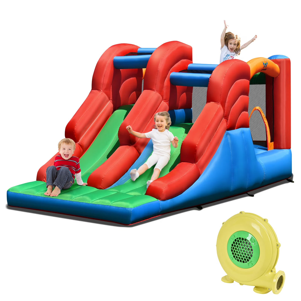Inflatable Bounce House 3-in-1 Dual Slides Jumping Castle with Blower C699497