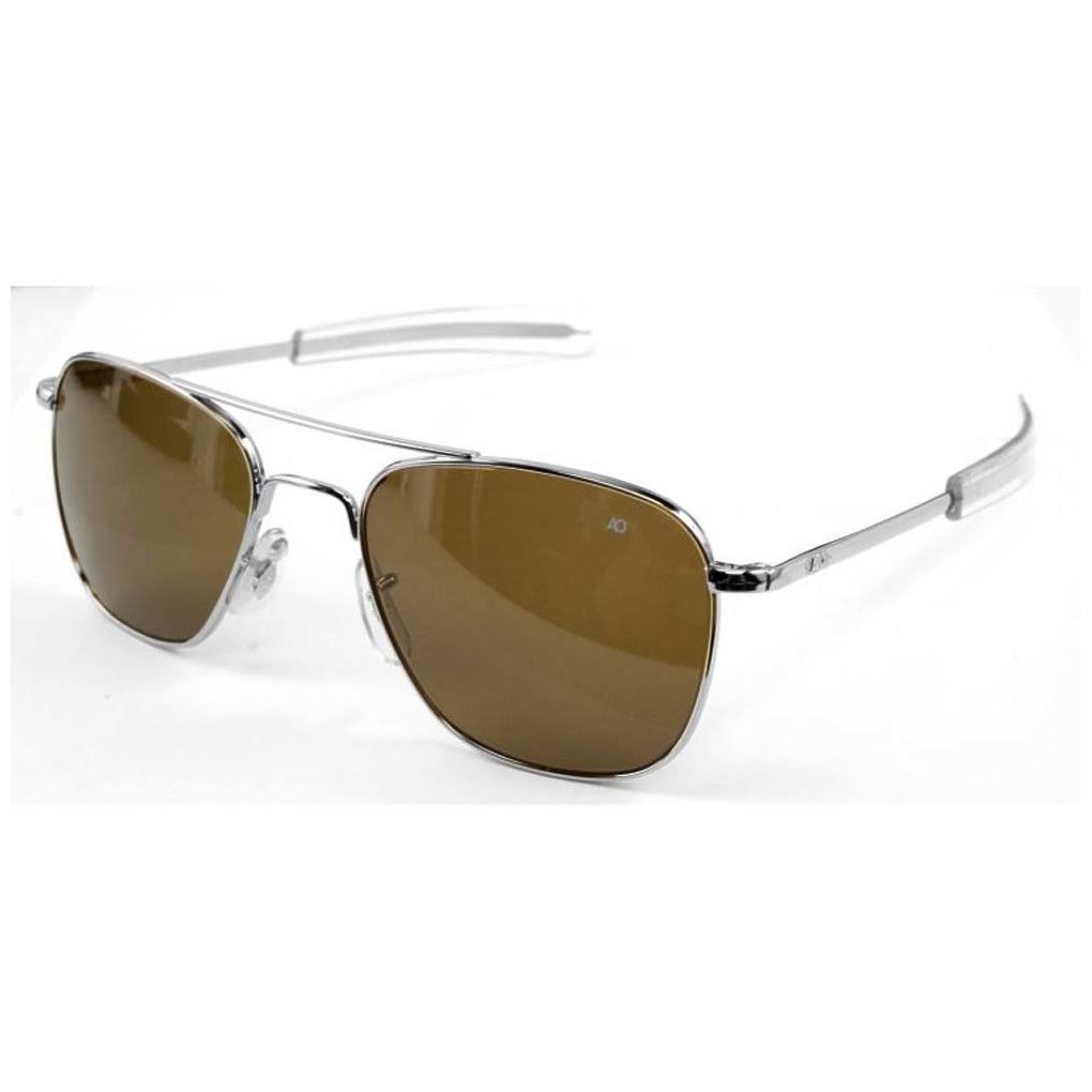 Silver Frame Amber Lens 57mm Pilot Sunglasses M439683
