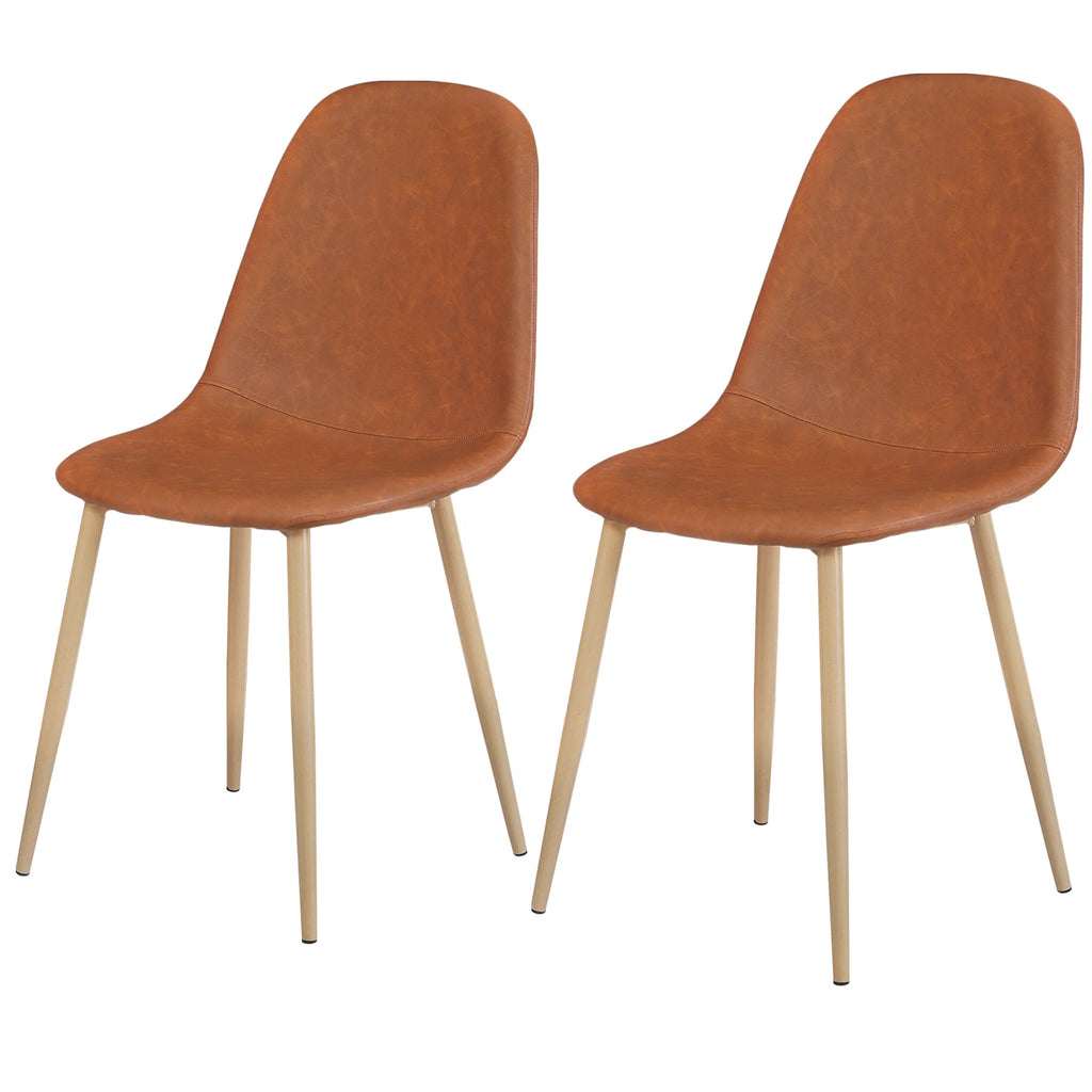 Set of 2 Brown PU Cushion Dining Chair G7673