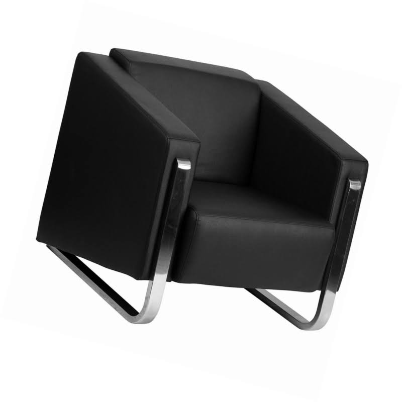 Black Leather Chair with Stainless Steel Frame N223
