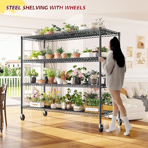 75.6" H Adjustable Metal Wire Shelving Unit with Wheels N6985