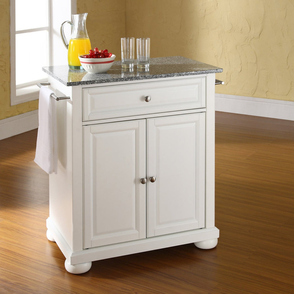 White/Gray Wood Portable Kitchen Island T638