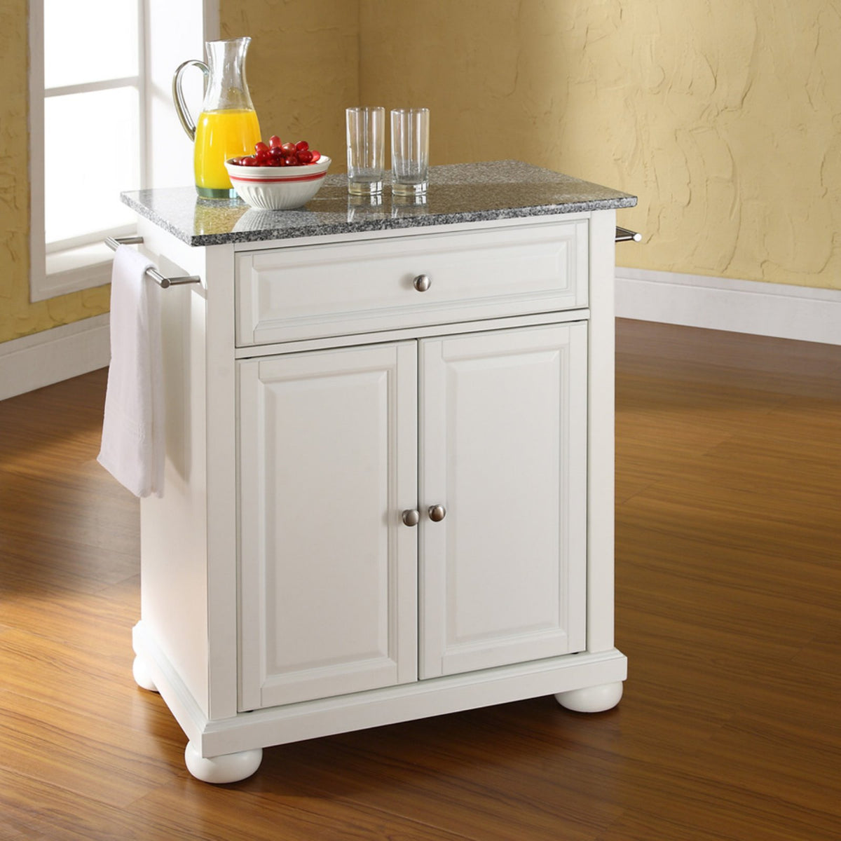 White/Gray Wood Portable Kitchen Island T638