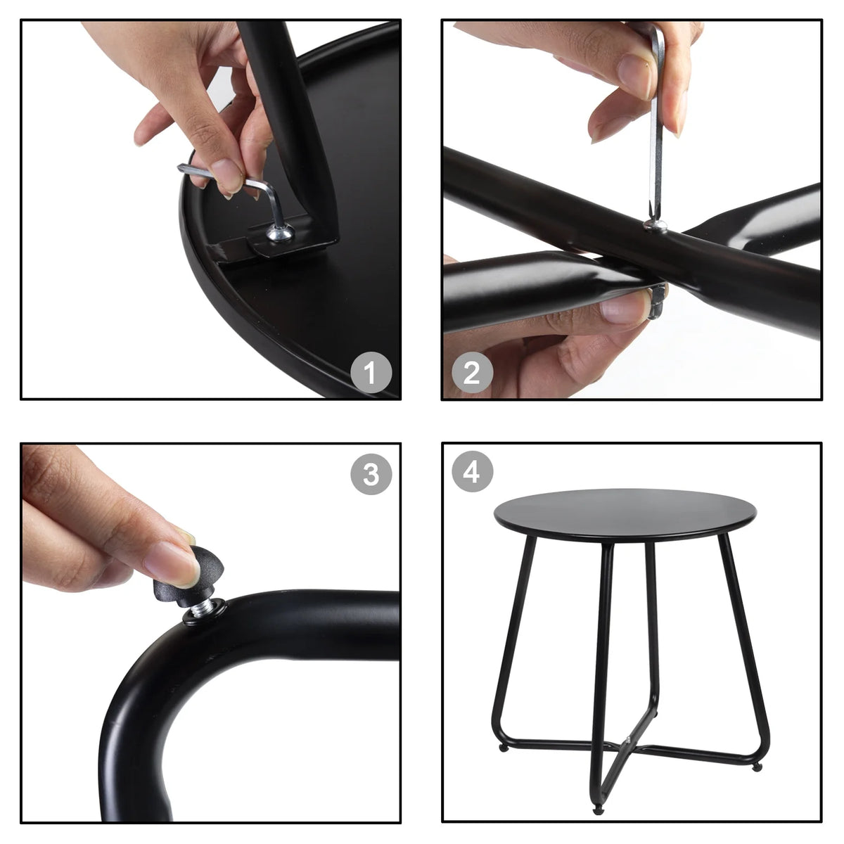 Metal Round End Table, Anti-Rust Waterproof Side Table G871247