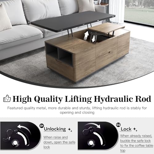 Grey Lift-Top Coffee Table with 4 Stools D97462