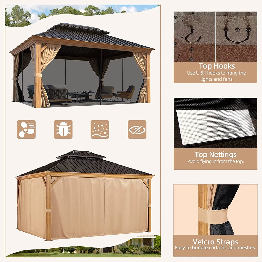 10' x 12' Hardtop Gazebo with Galvanized Steel Double Roof H150445