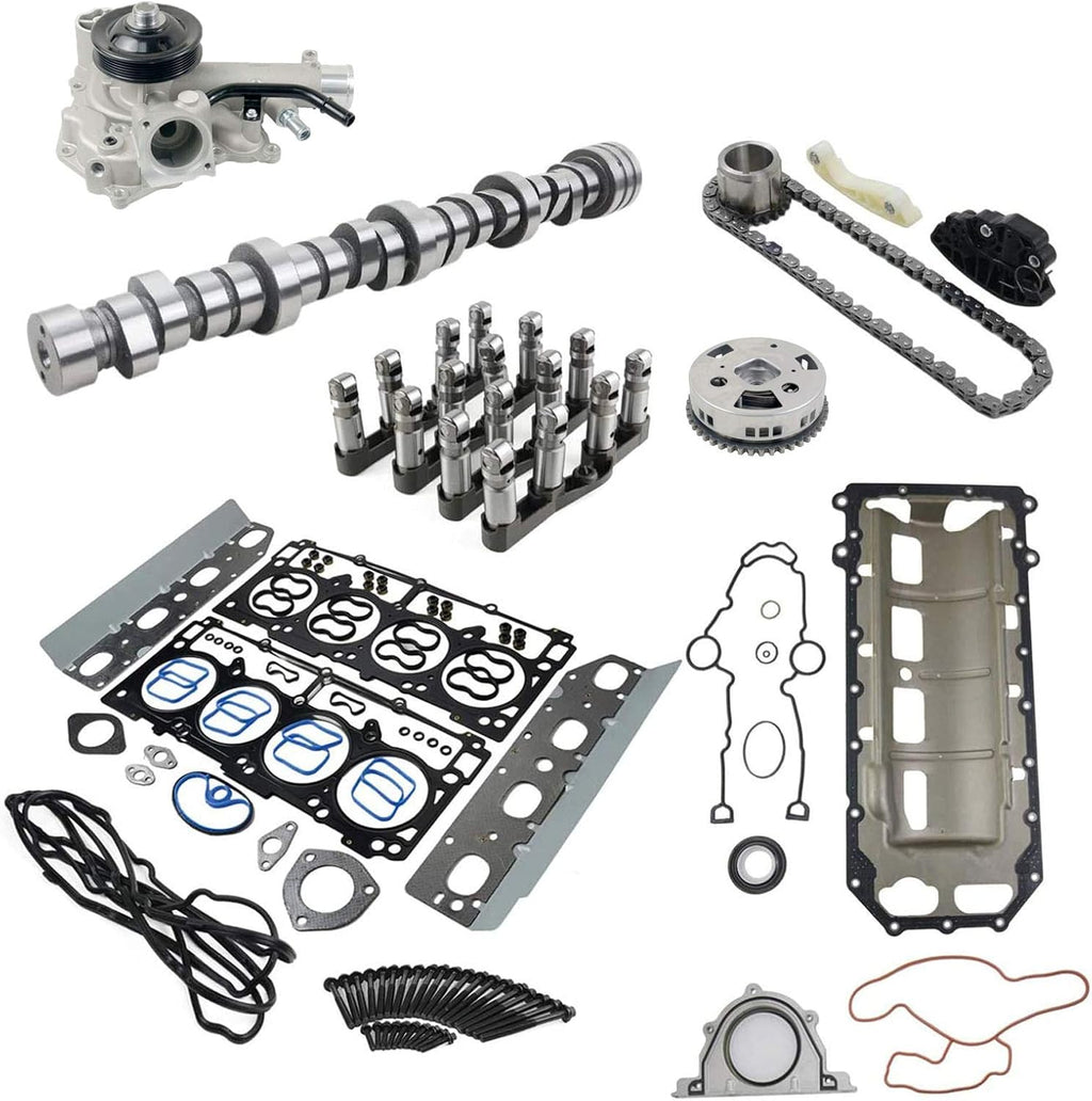 VVT Lifters Camshaft Kit Head Gasket Water Oil Pump Set for 2009-2015 Dodge Ram 1500 5.7L V8 HEMI L644