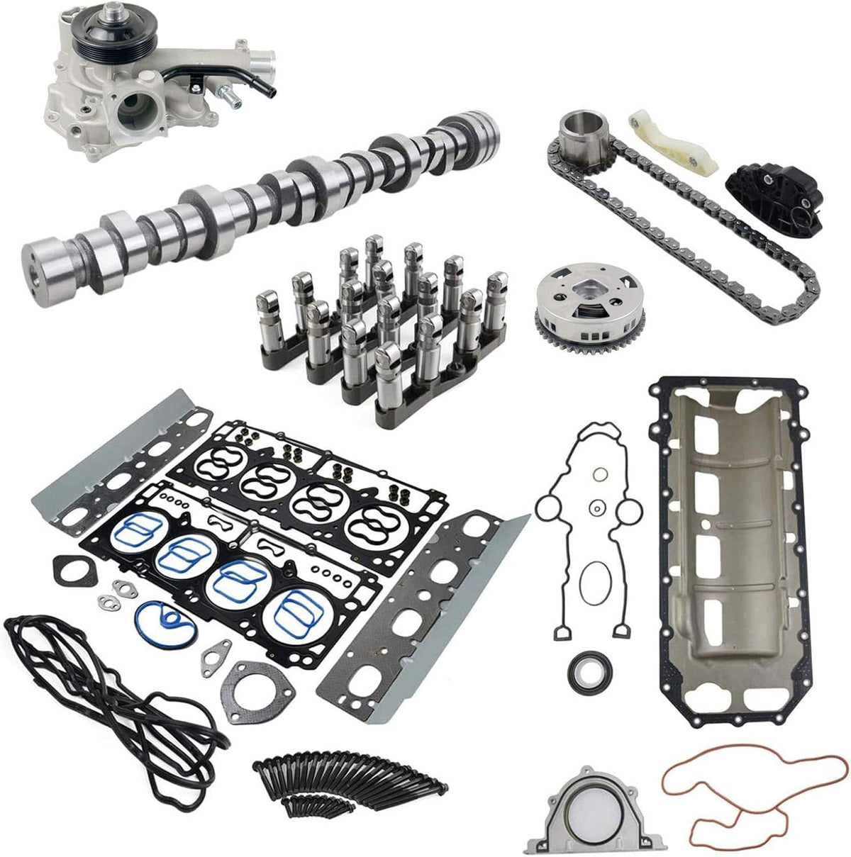 VVT Lifters Camshaft Kit Head Gasket Water Oil Pump Set for 2009-2015 Dodge Ram 1500 5.7L V8 HEMI L644