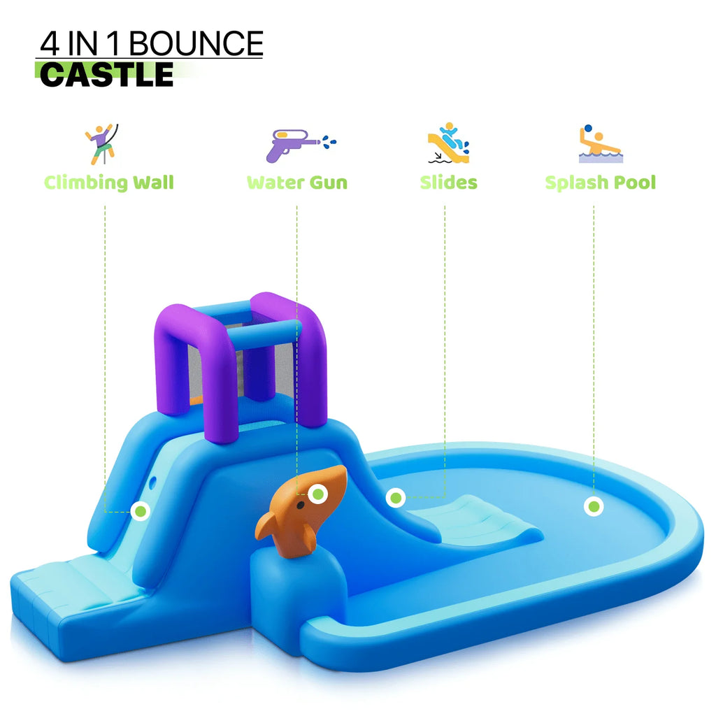 Kids Inflatable Water Slide with Blower and Splash Pool H17567