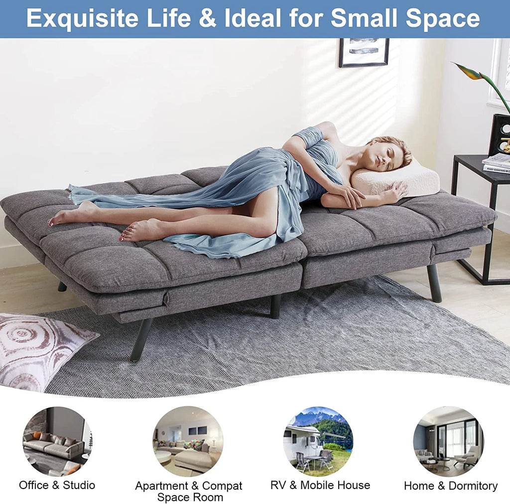 Memory Foam Futon Sofa Bed with Removable Armrests F832