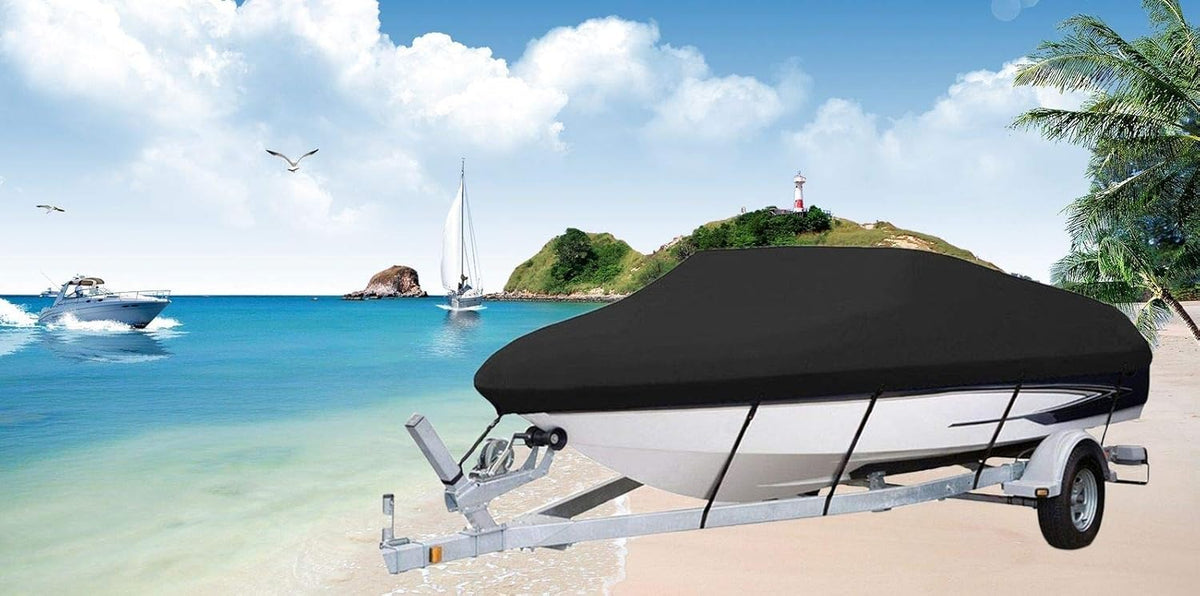 16-18Ft Heavy Duty 600D Oxford Waterproof Boat Cover with Carrying Bag M176597