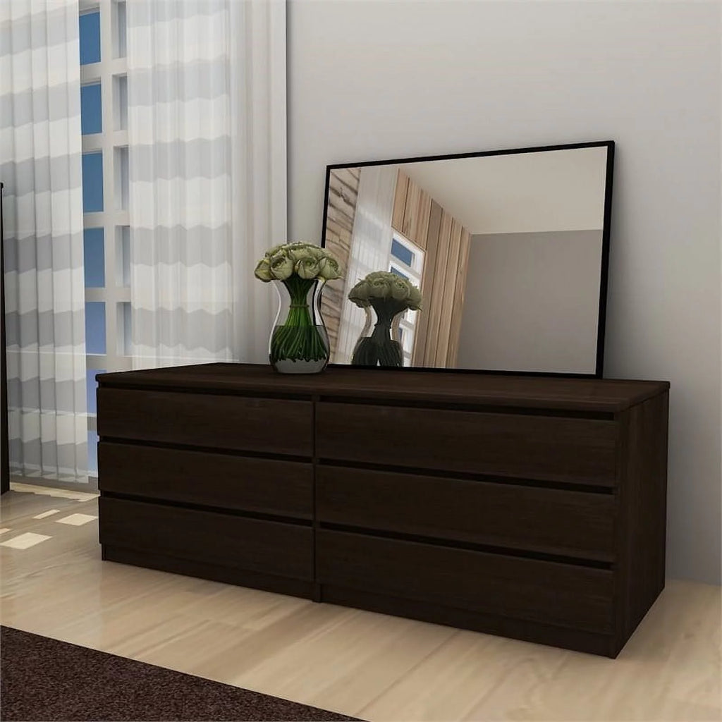 4 Piece Bedroom Set with Dresser, Chest and 2 Nightstands in Coffee O602
