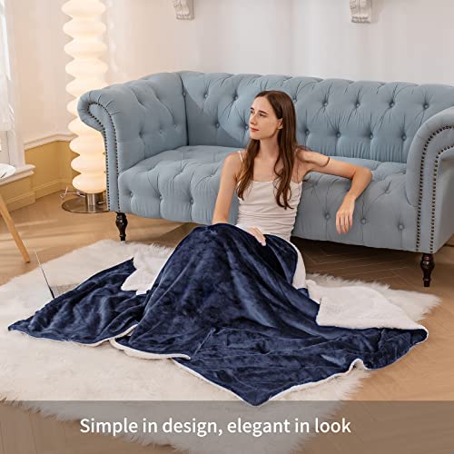 Dark Grey Queen Size Sherpa Flannel Reversible Throw Blanket 90x90 Inches N26312