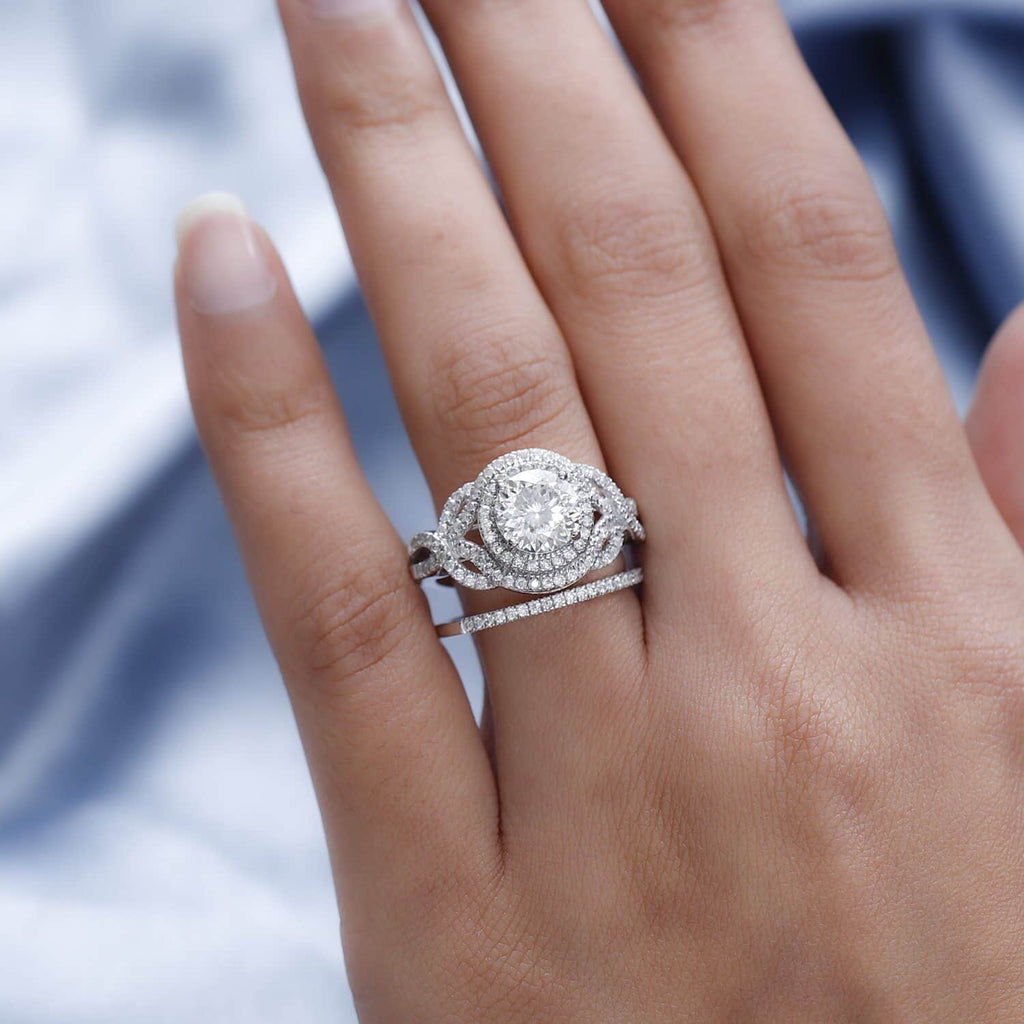 Moissanite Round 925 Sterling Silver Platinum Plated Stackable Ring Size 7 Ct 2.46 P43808