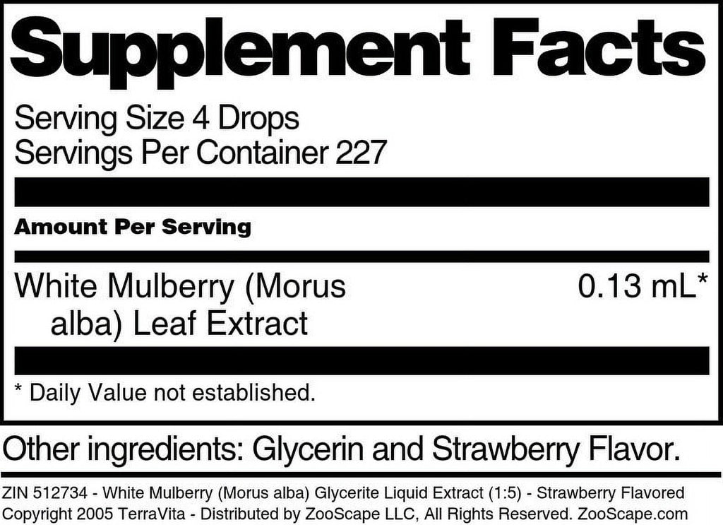 White Mulberry Glycerite Liquid Extract, Strawberry Flavored, 1 oz, 2-Pack Y7343