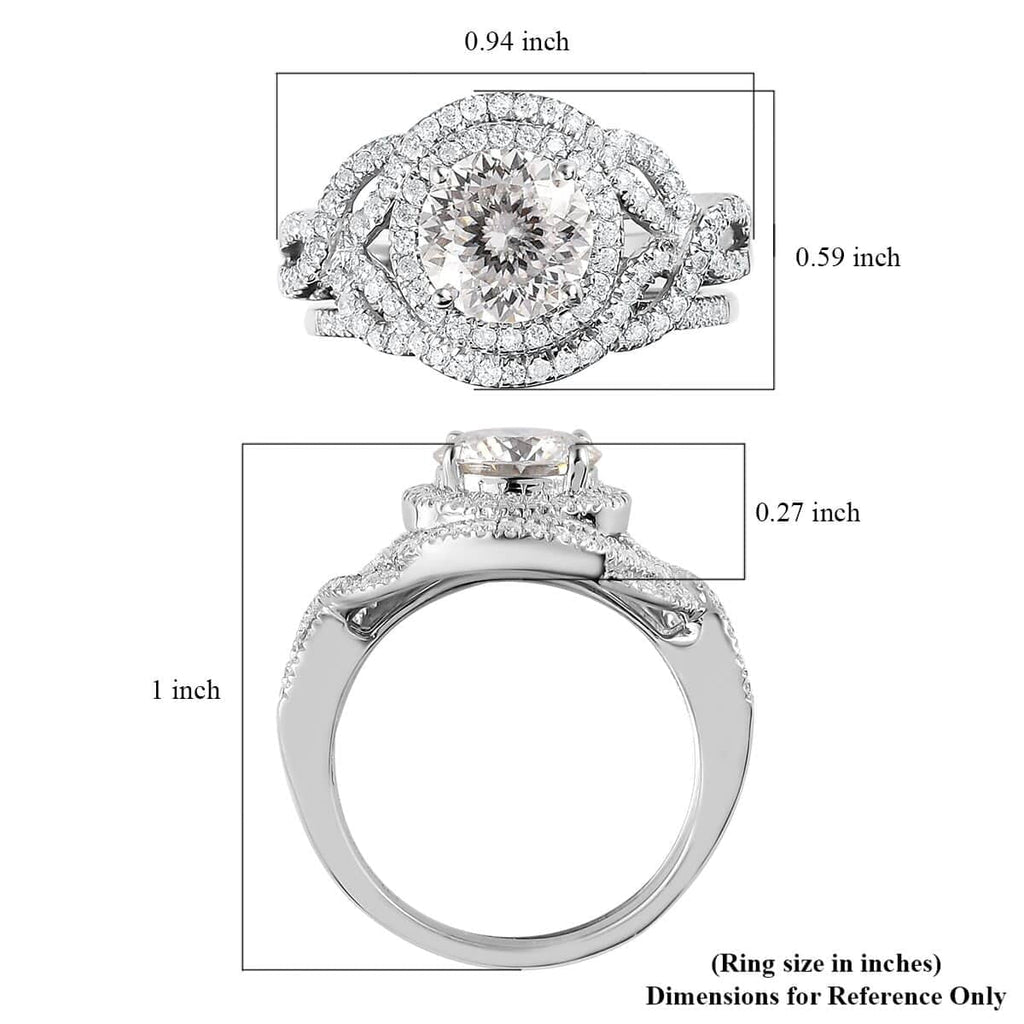 Moissanite Round 925 Sterling Silver Platinum Plated Stackable Ring Size 7 Ct 2.46 P43808