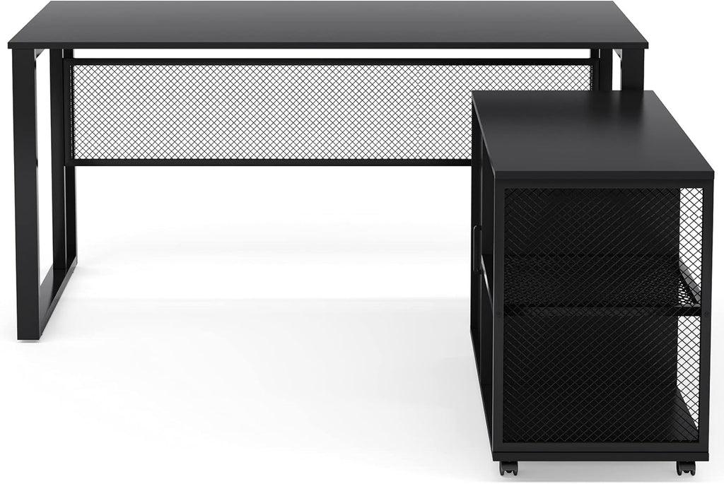 L-Shaped Computer Desk with File Cabinet U685604
