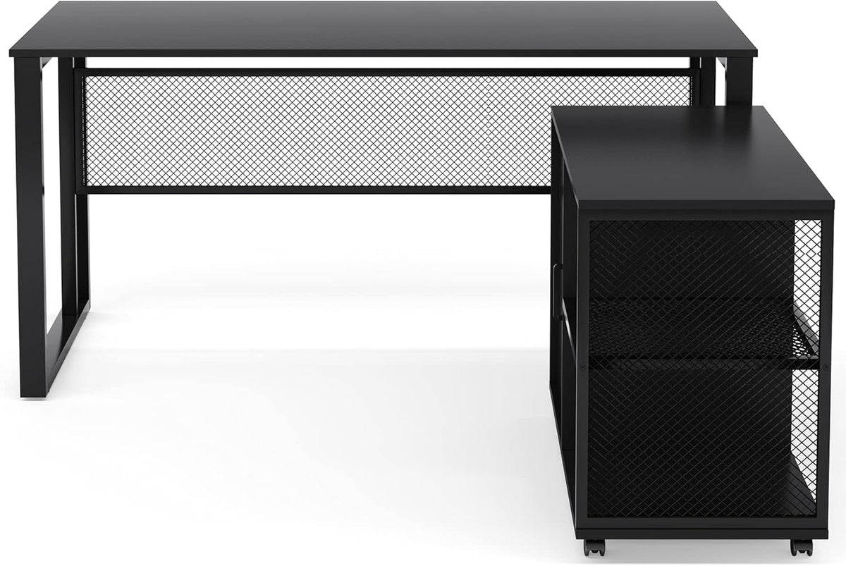 L-Shaped Computer Desk with File Cabinet U685604