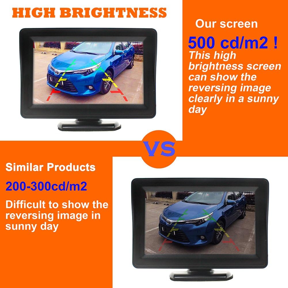 Waterproof Wired Backup Camera and 4.3 LCD Monitor Kit J117