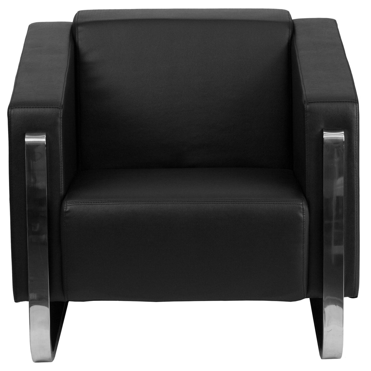 Black Leather Chair with Stainless Steel Frame N223