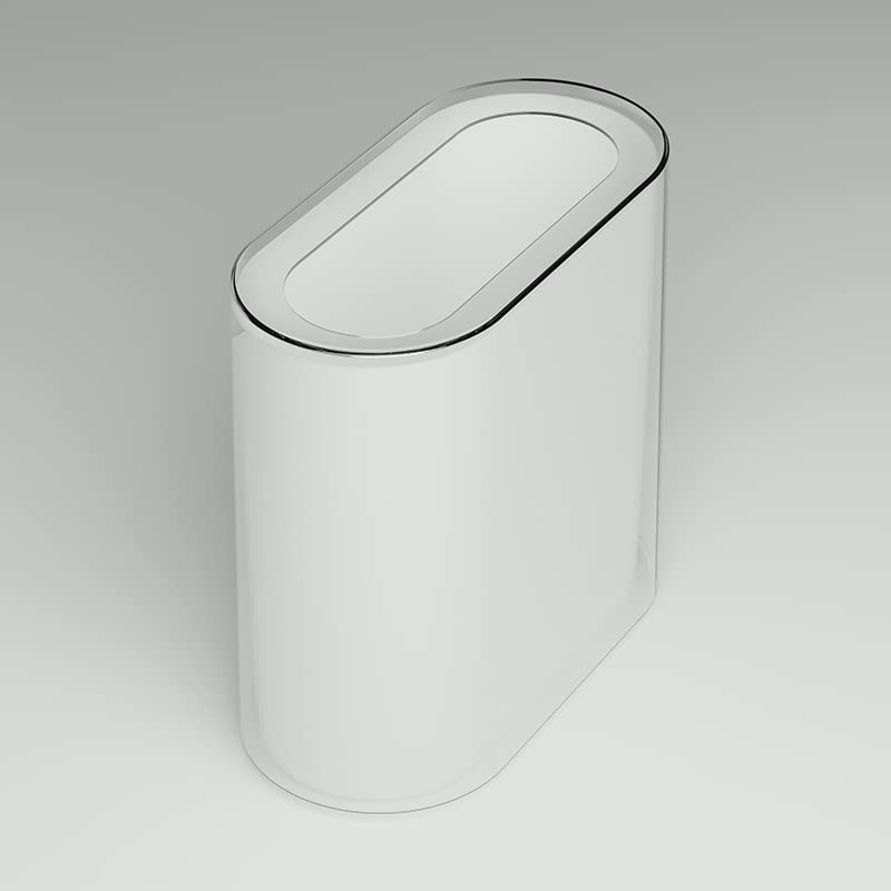 12 Liter White Plastic Trash Can with Press Top Lid I6547
