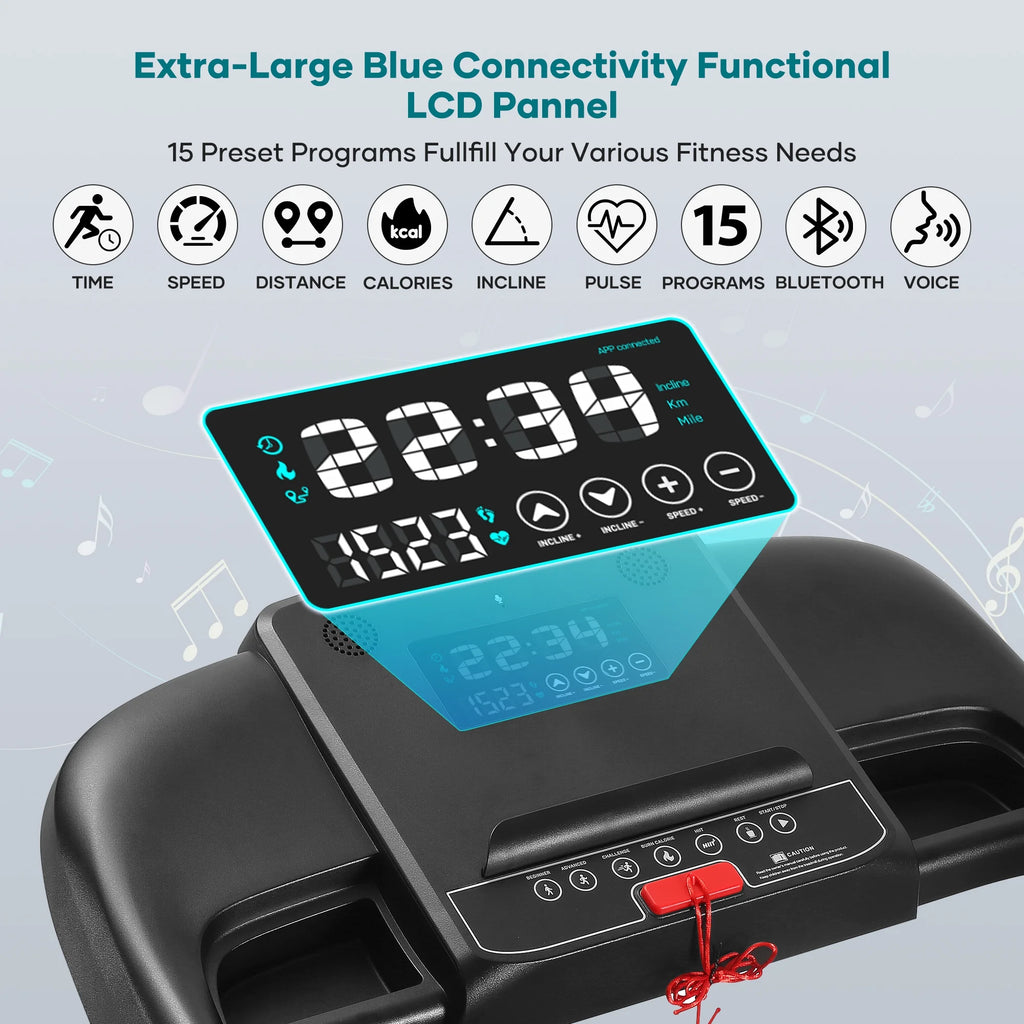 17 Wide Electric Folding Treadmill with Auto Incline S2019