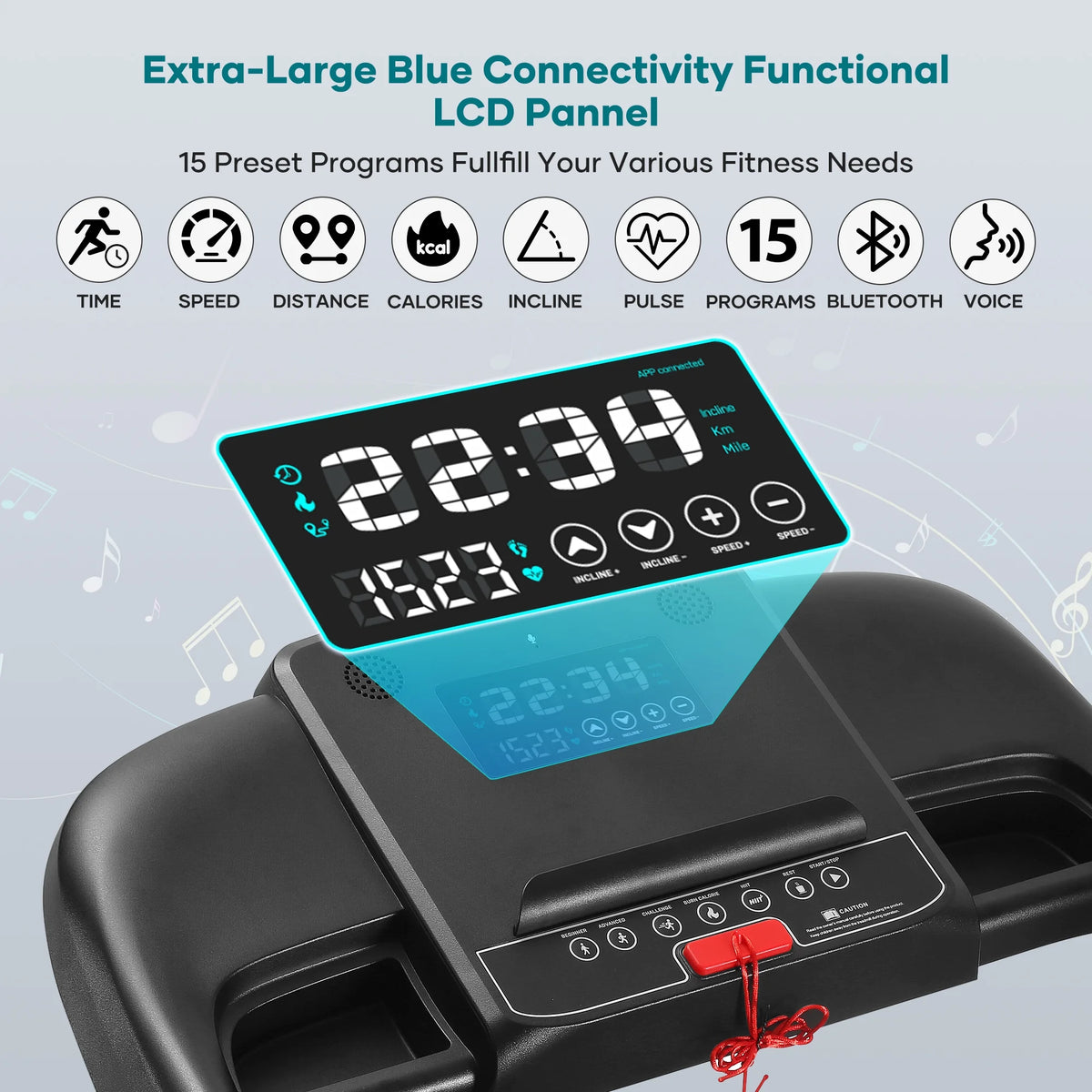 17 Wide Electric Folding Treadmill with Auto Incline S2019