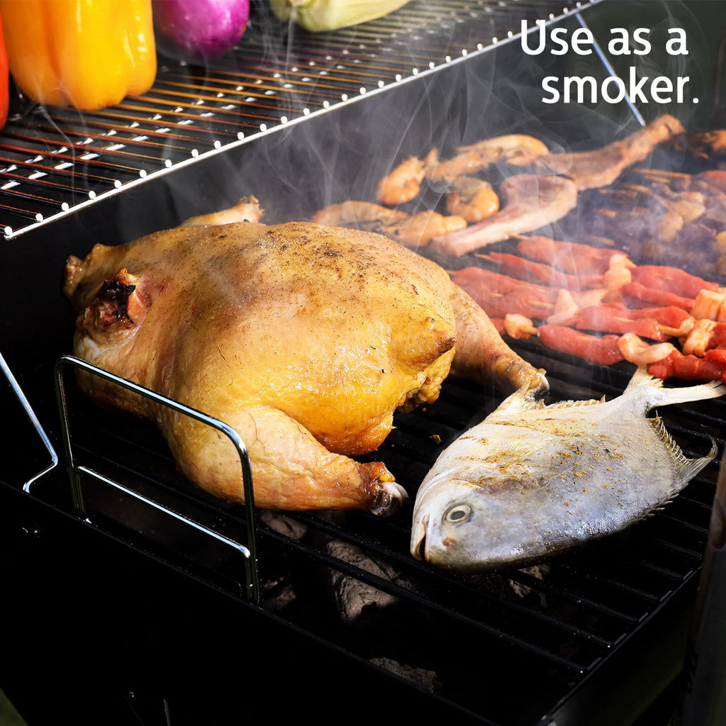 Portable Barrel Charcoal BBQ Grill with Front Shelf C363472