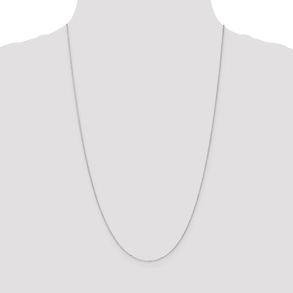 14K White Gold Diamond-Cut Cable Chain Necklace 18 Inches L2721