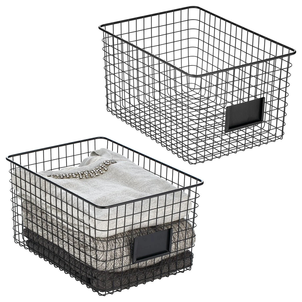 Matte Black 2 Pack Storage Organizer Basket N120