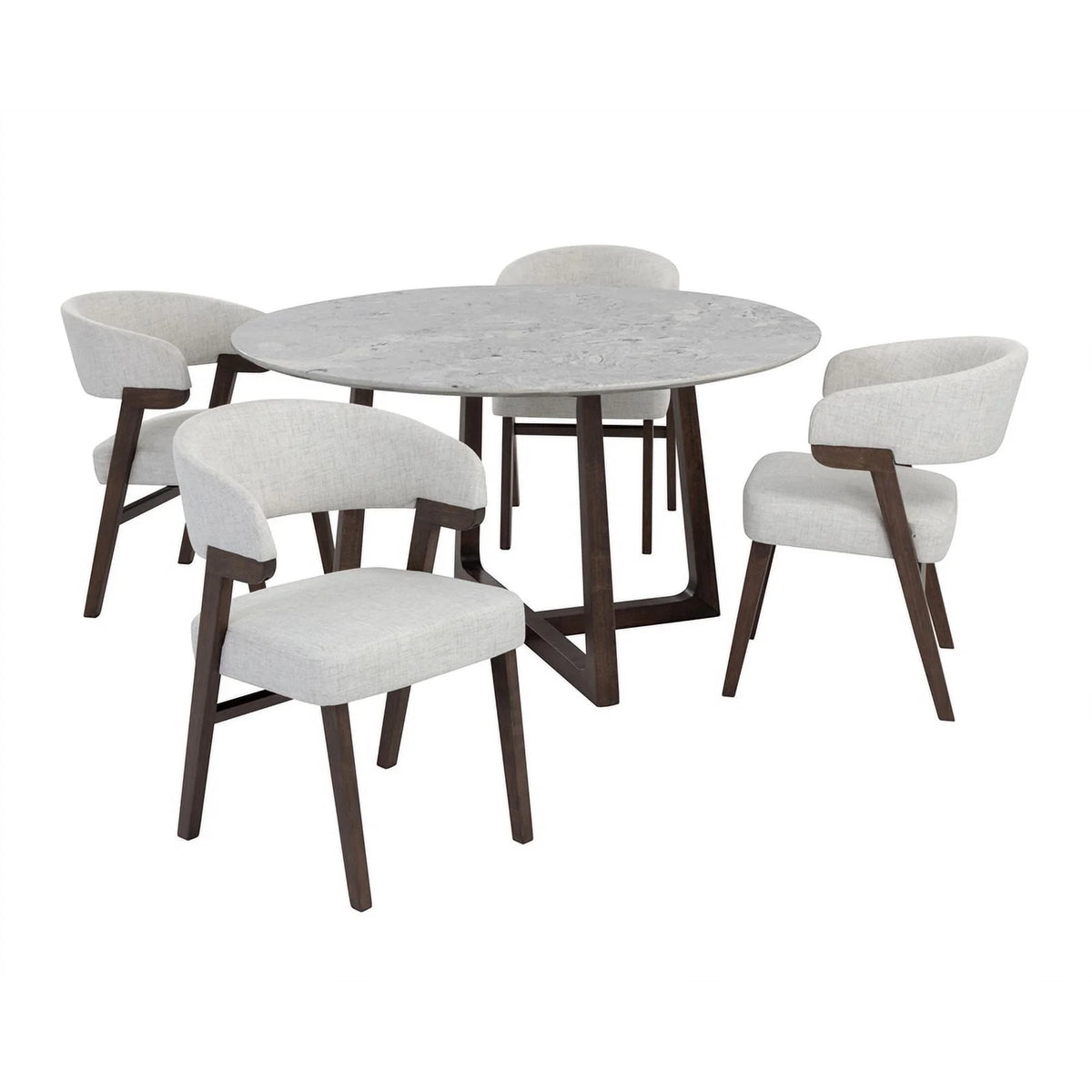 Mid-Century Wood & Faux Marble Dining Table A495