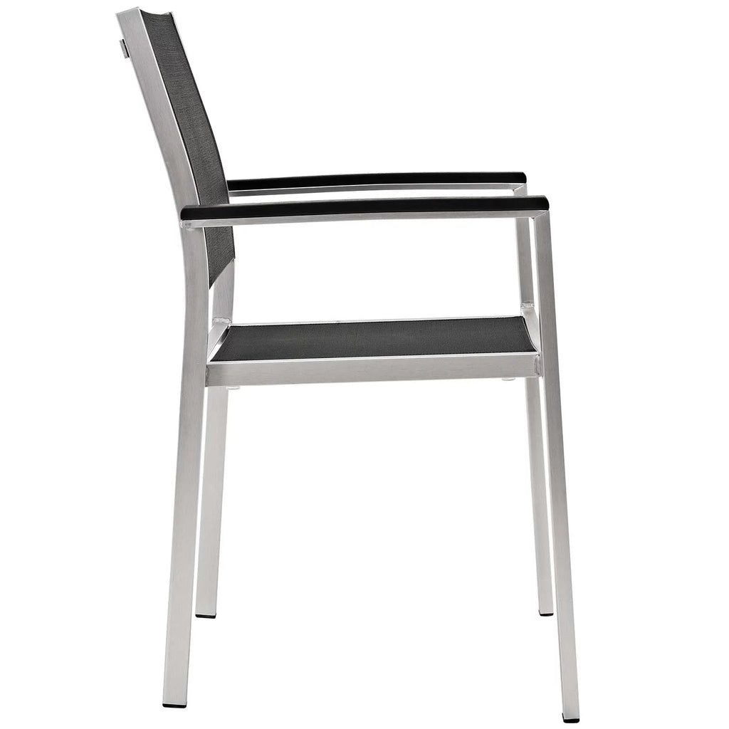 Black Aluminum Metal Side Dining Chair and Table Set J282411