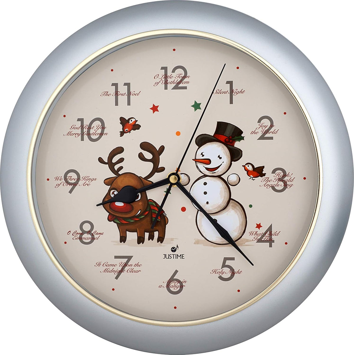 Multi-Color Snowman & Reindeer Wall Clock Mantel Clock P748832
