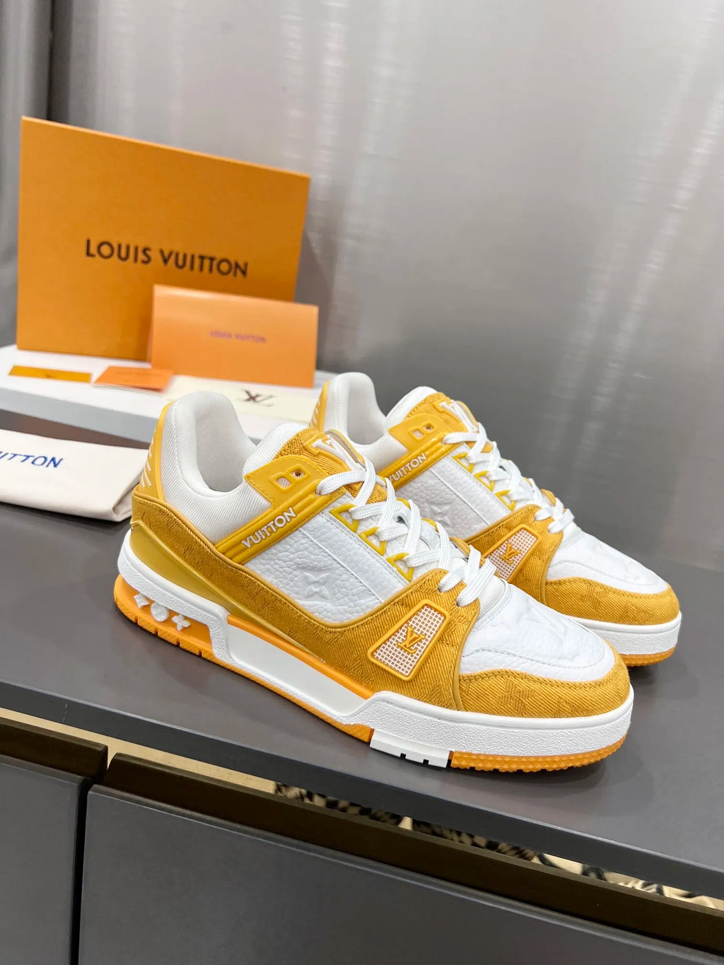 Yellow Leather Low Trainers R524