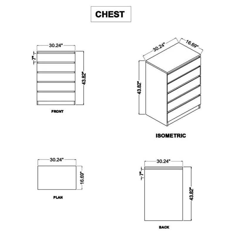 4 Piece Bedroom Set with Dresser, Chest and 2 Nightstands in Coffee O602