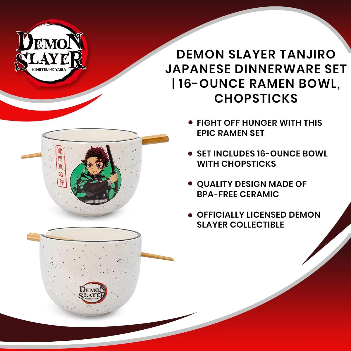 Japanese Dinnerware Set 16-Ounce Ramen Bowl Chopsticks G44727