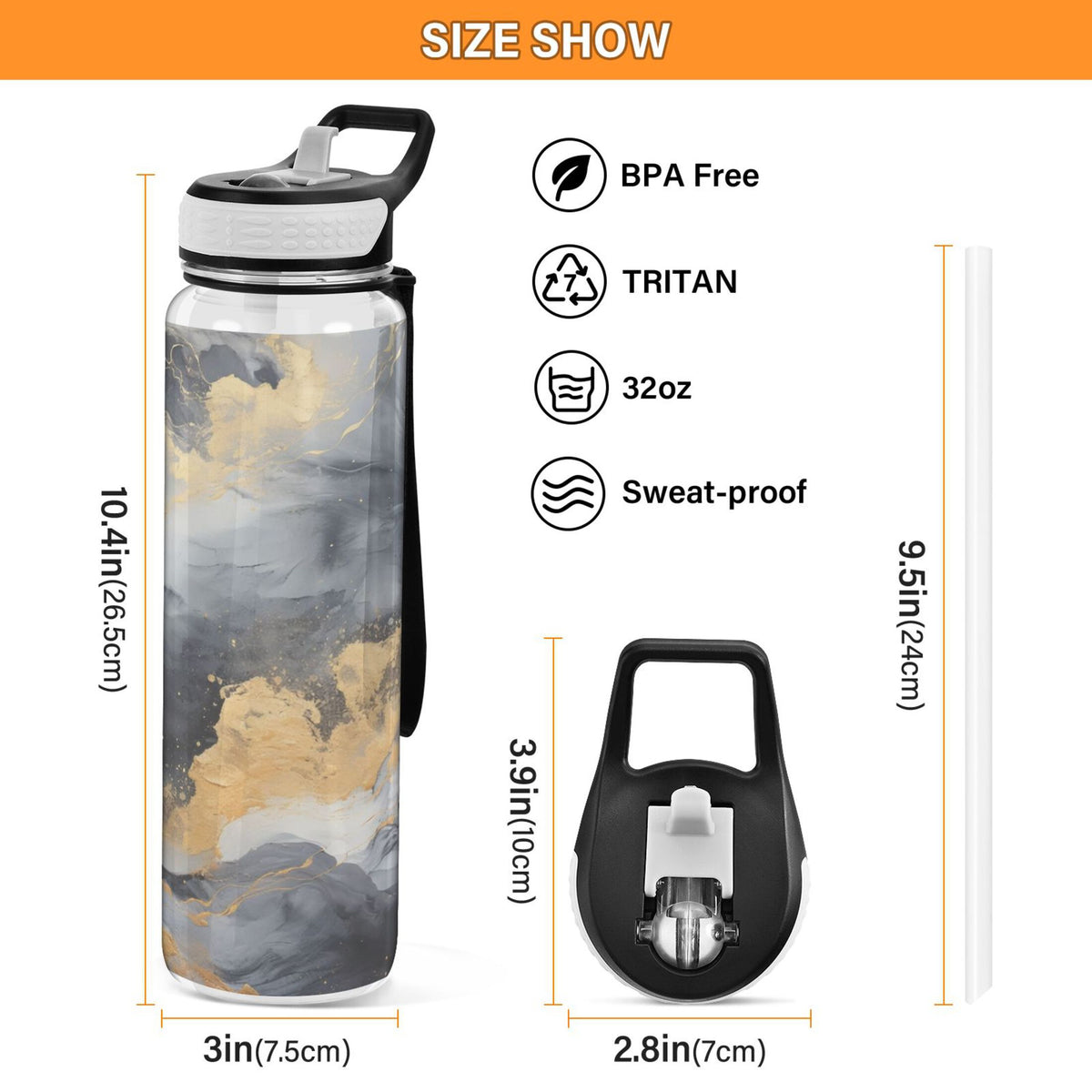 32oz Tritan Leakproof Sports Bottle with Straw Z89012