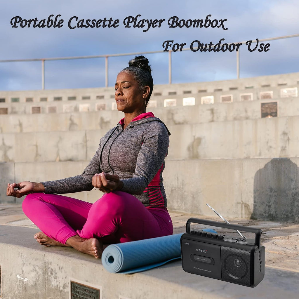 Portable Cassette Player Boombox AM/FM Radio Stereo Tape Recorder T4868