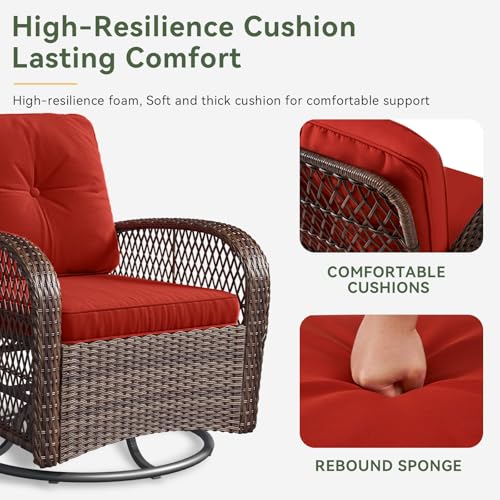 3 Pieces Wicker Patio Furniture Set with Swivel Rocker Chairs and Table F204164