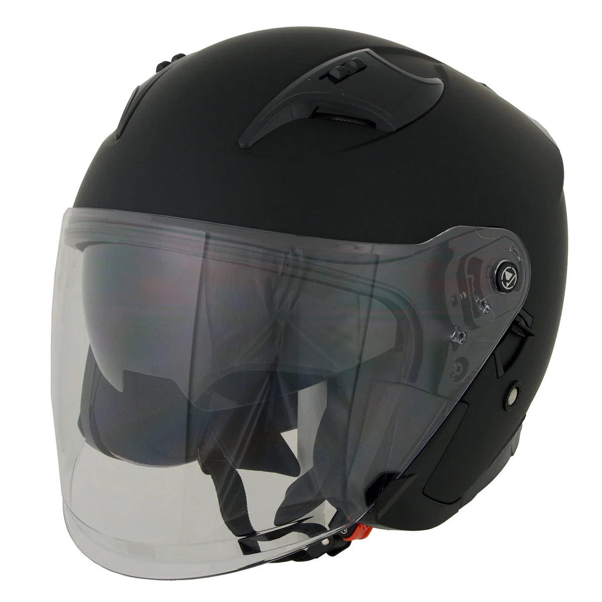 Matte Black Open Face 3/4 Helmet with Drop Down Tinted Visor I6818