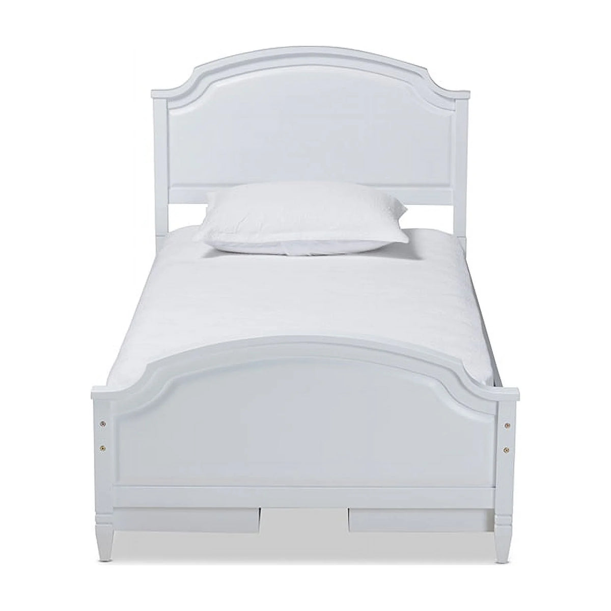 White Wood Twin Size Storage Platform Bed I384811