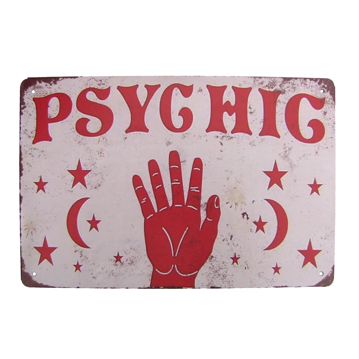 Vintage Metal Psychic Hand Palm Reading Wall Sign Tin Plaque L6151