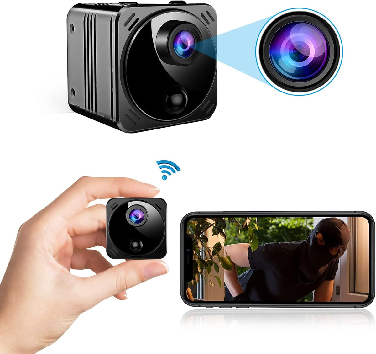 4K Mini Wireless Security Camera with Night Vision, Pack of 2 D717