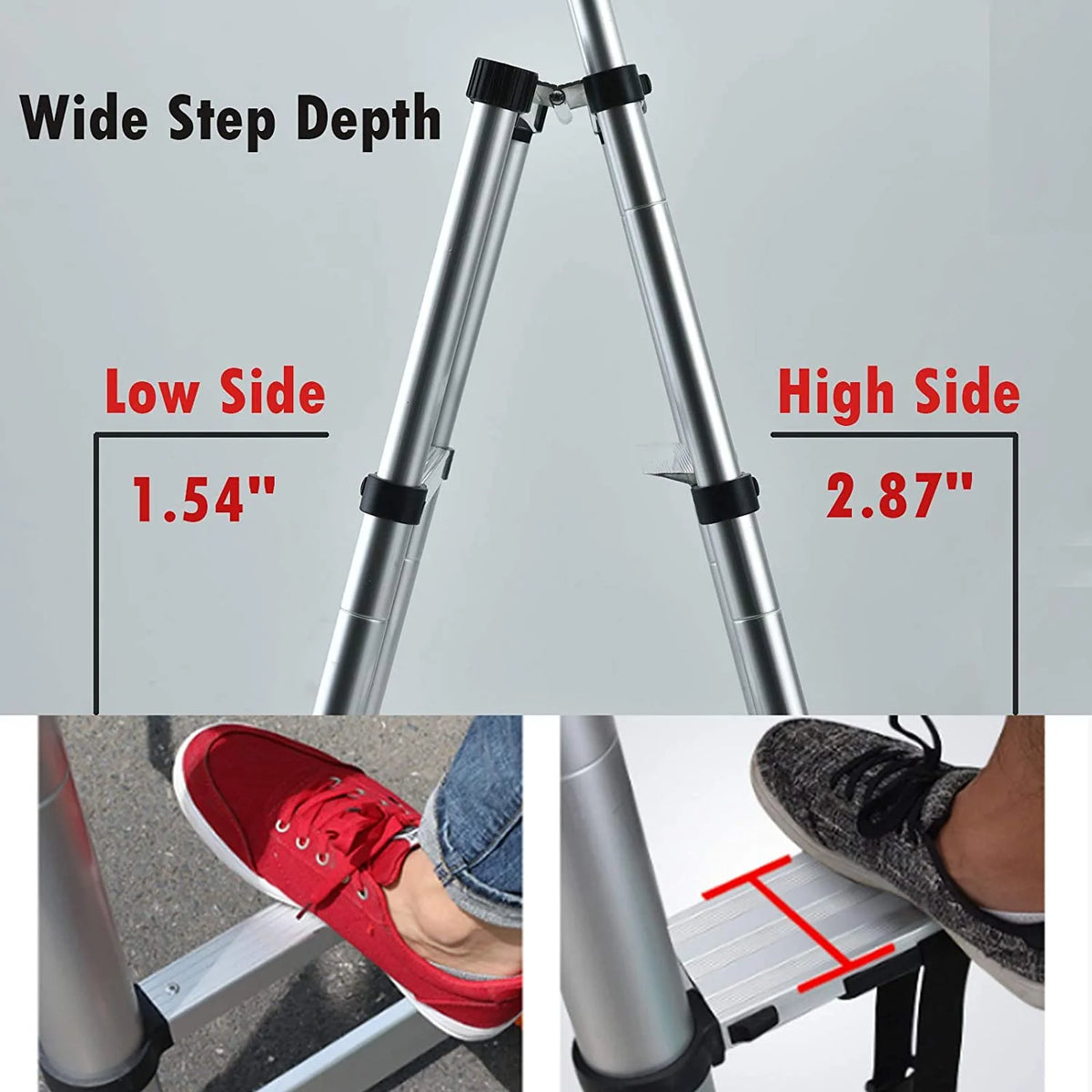 4.5FT A-Frame Aluminum Extension Ladder Anti-Slip 4+5 Steps Telescoping Collapsible Ladder B3813