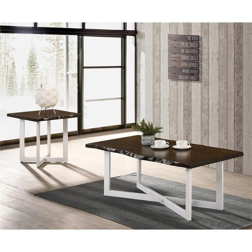 Oak and White Wood End Table Set of 2 H33417
