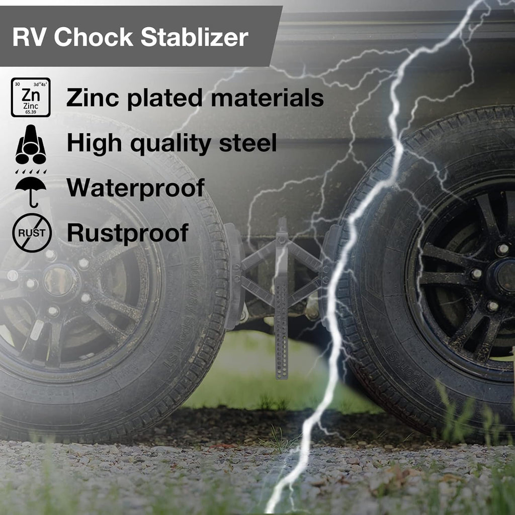 Camper Wheel Chock Stabilizer 2 Sets, RV Tire Scissor Locking X Chock, Pack of 2 Z375