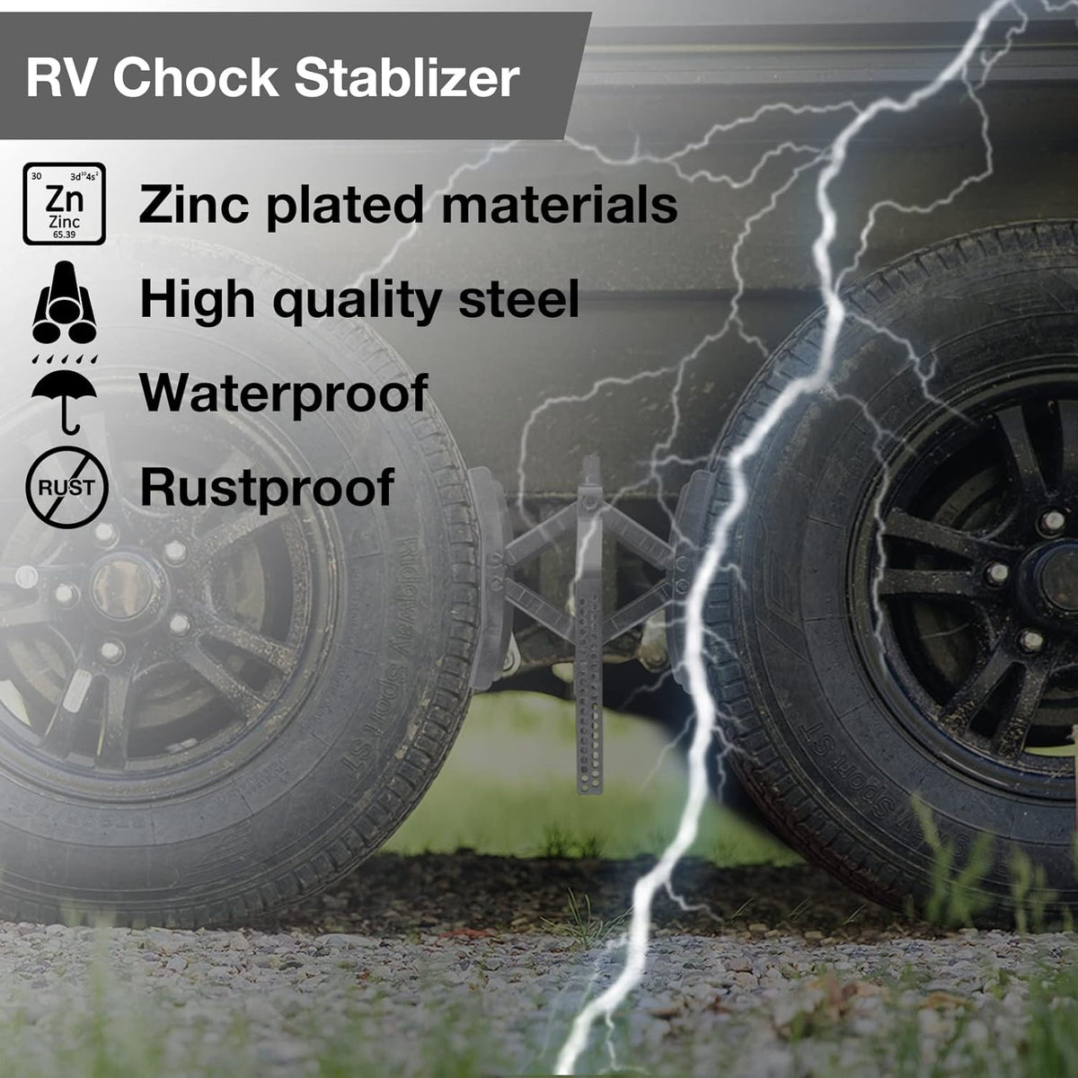 Camper Wheel Chock Stabilizer 2 Sets, RV Tire Scissor Locking X Chock, Pack of 2 Z375